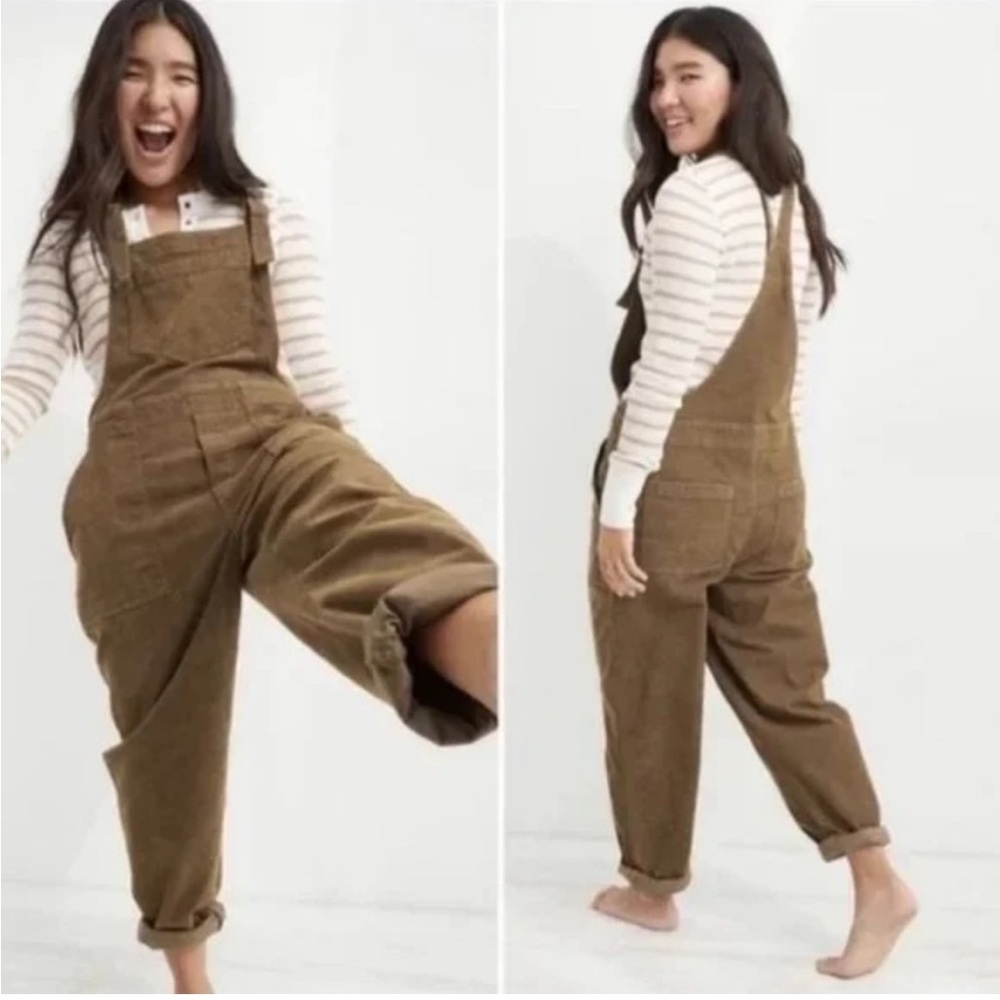 Aerie Brown Corduroy Overalls size Small